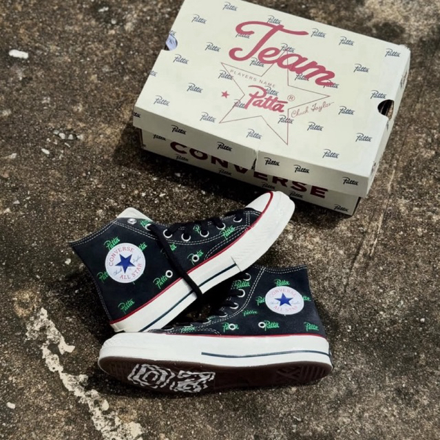 Converse X PATTA Black Jolly Green Chuck 70 Original Resmi