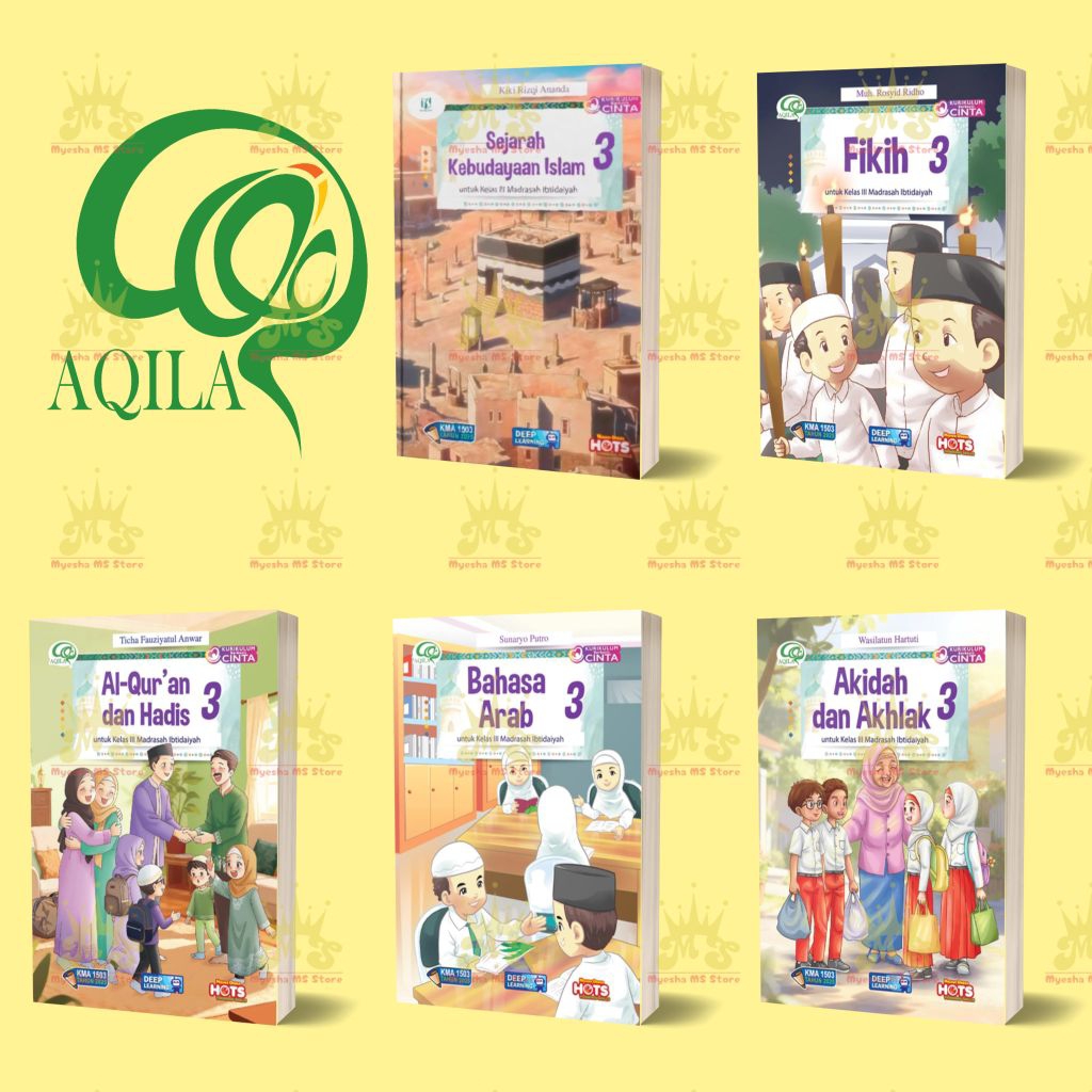 Paket Buku AQILA Tiga Serangkai Kelas 3 KBC ( Akidah, Bhs.Arab, Qurdis, Fikih, SKI )