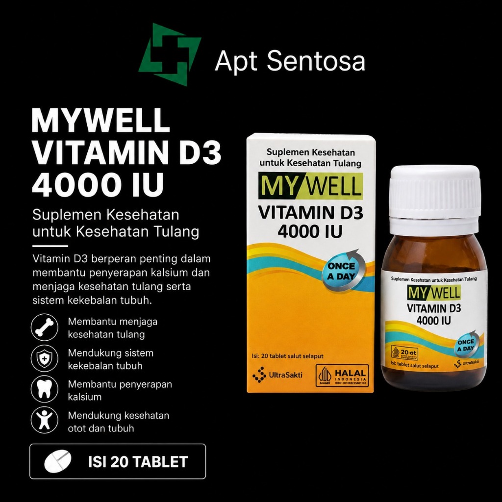 Mywell Vitamin D3 4000 IU isi 20