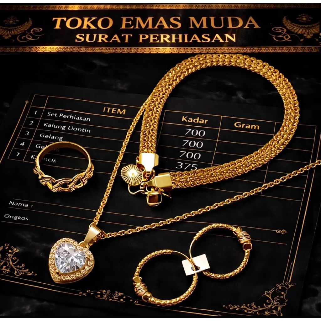 COD SET PERHIASAN WANITA PREMIUM KALUNG NURI LIONTIN PERMATA LOVE BERLAPIS EMAS MUDA PERHIASAN WANIT