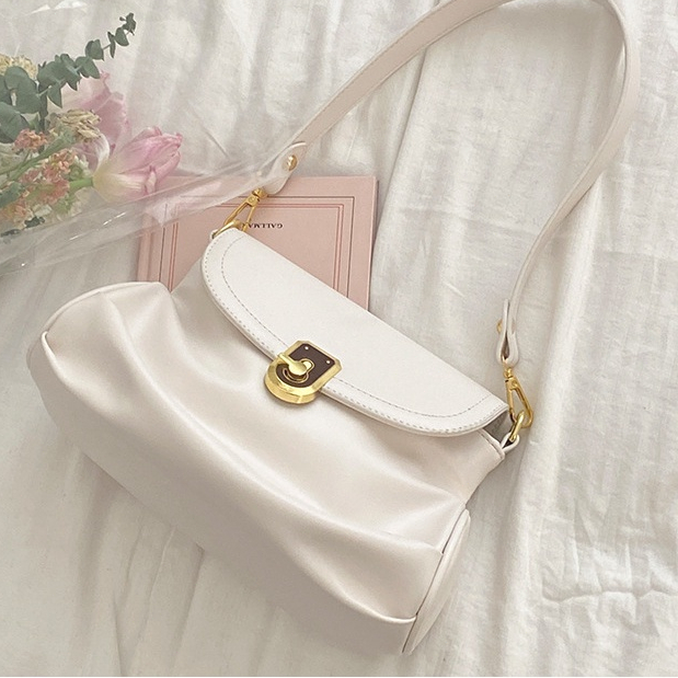 DMTS078 Shoulderbag White Rose MiuMiu Niche Tas Selempang Kulit Halus Polos Slingbag Tas Diamond Bag
