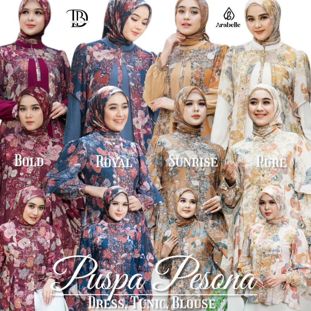 ARABELLE SCARF PUSPA PESONA SERIES DRESS TUNIC BLOUSE MATTERIAL CERUTY BABYDOLL PERFECT SILKY PREMIU