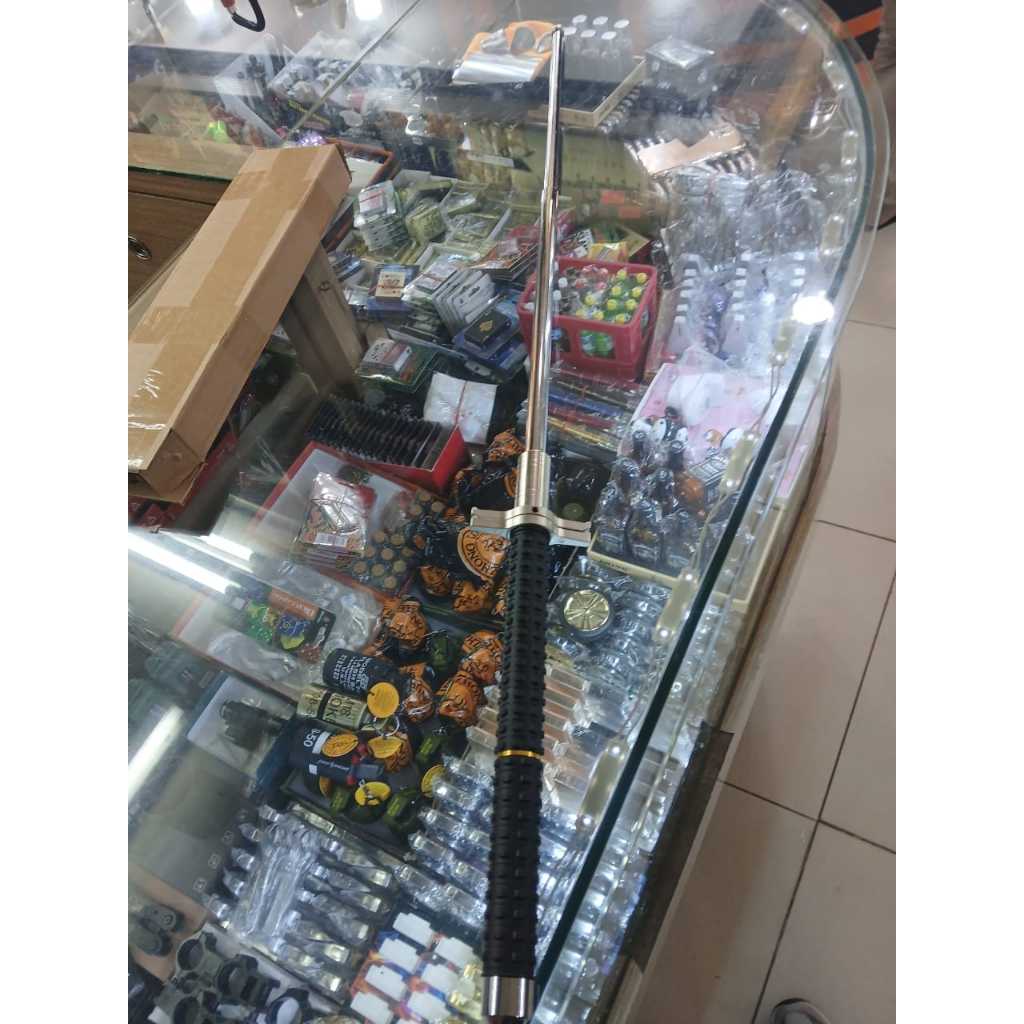 baton sword silver terbaru/baton silver model gagang gerigi panjang 90cm-an