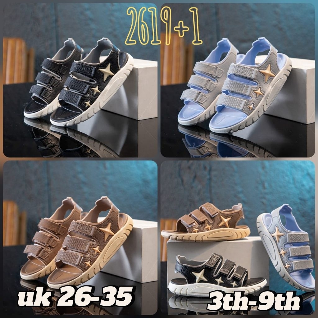 Sandal Selop Ban Tiga Star Anak Laki Sandal Karet Jelly Tali Perekat Terbaru - FLD2619+1