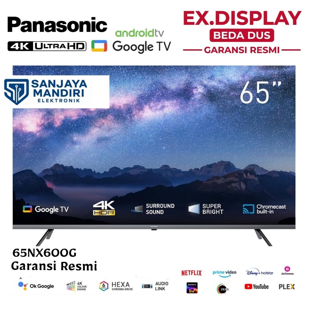 PANASONIC Premium 4K UHD GOOGLE TV 65" Dolby Vision 65NX600G Hexa Chroma Drive Garansi Resmi