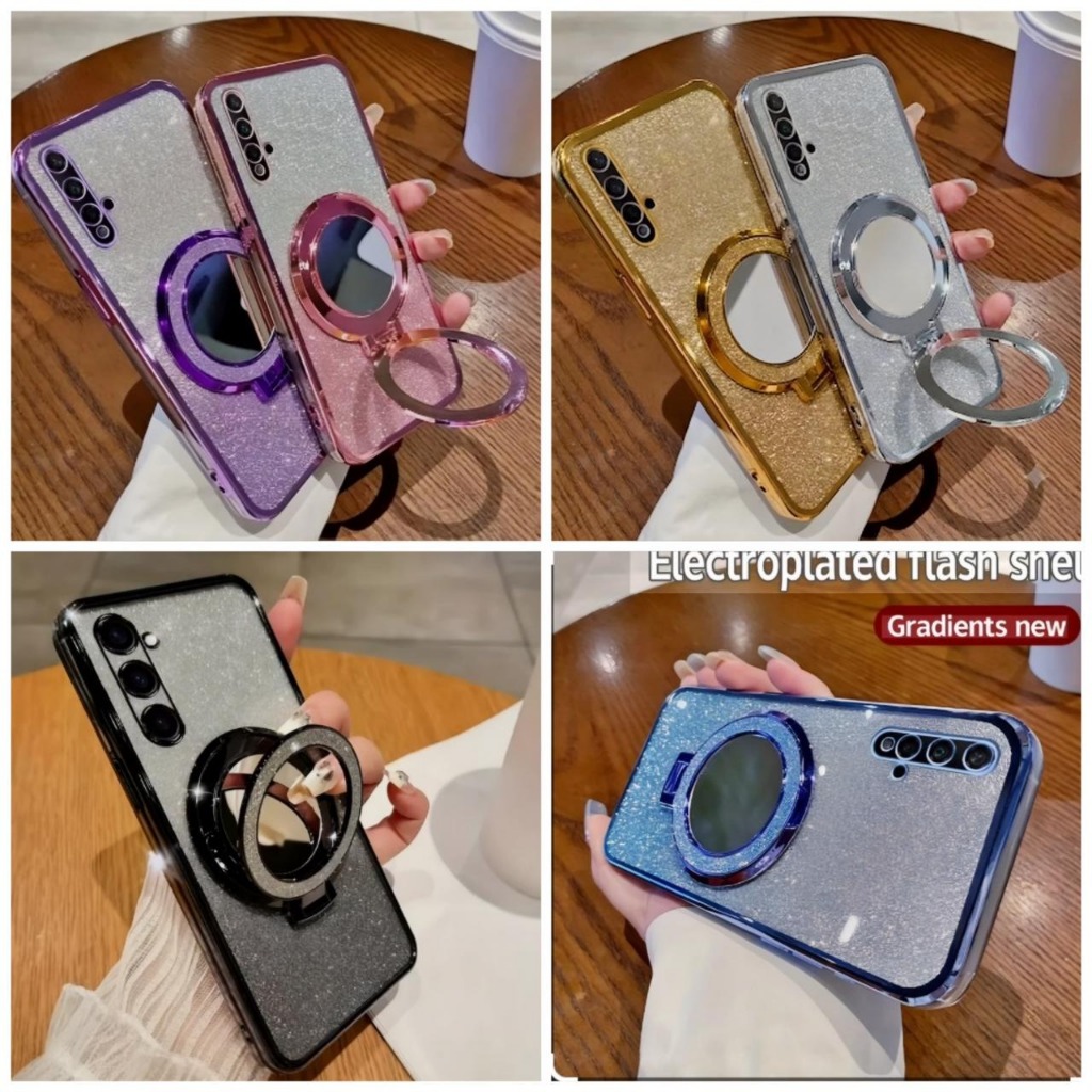 SOFTCASE MEWAH GLITER GRADASI PLUS STAND HAPE KACA OPPO A5I A6PRO A5X A3X A5 PRO A3 PRO A3S A5S A12 