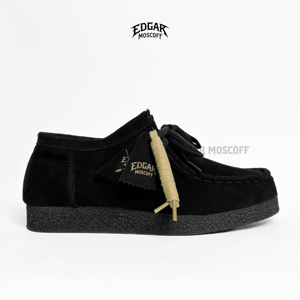 Edgar Moscoff - Sepatu Pria Wallabee Formal Kasual Material Full Suede Hitam Sol Rubber Crepe