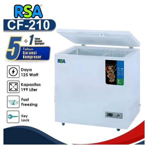 CHEST FREEZER RSA 200 LITER CF-210 / FREEZER BOX RSA CF 210 / CF210 GARANSI RESMI RSA
