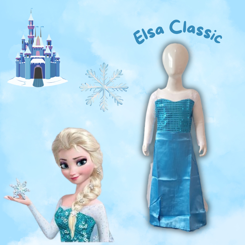 Elsa Frozen Model Classic Kostum Princess Elsa Frozen Disney untuk Girl