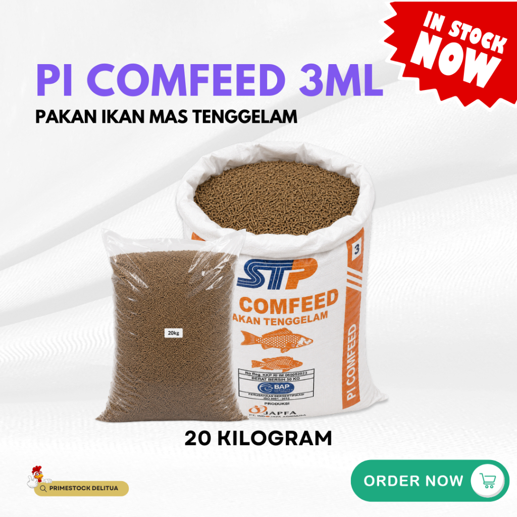 JAPFA Comfeed PI 3ML 20Kg Pakan Ikan Mas Tenggelam Protein 28–30% Umpan Pancing Repack