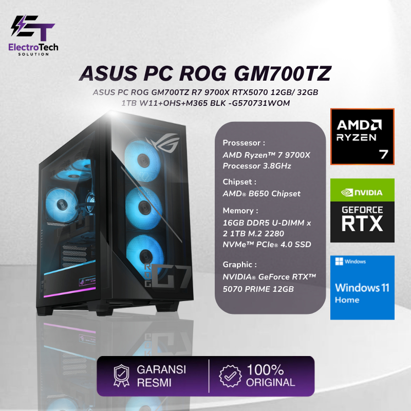 ASUS PC ROG GM700TZ R7 9700X RTX5070 12GB/ 32GB 1TB W11+OHS+M365