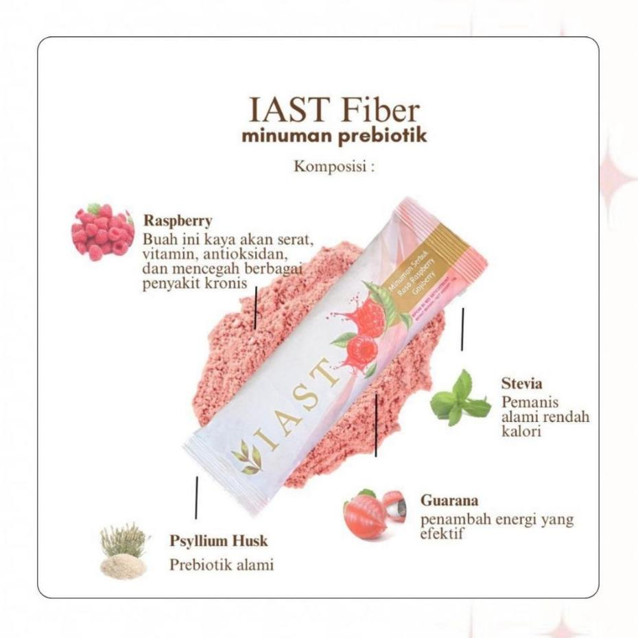 ECER 1 Sachet IAST Fiber | Minuman Detox Pelangsing Alami Diet Lancar BAB Pemanis Stevia Raspberry