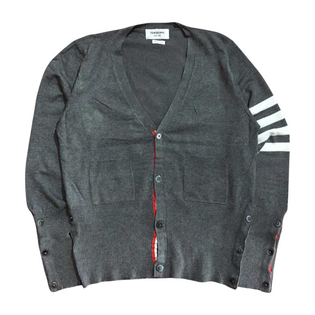 Thom Browne New York 4 Stripes Cardigan Grey