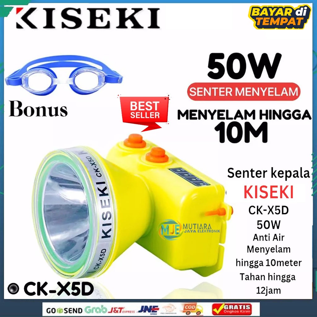 Senter Kepala Selam Kiseki CK-X5D Free Kacamata Renang / Headlamp Diving Kiseki 50w 50watt CK X5D NE
