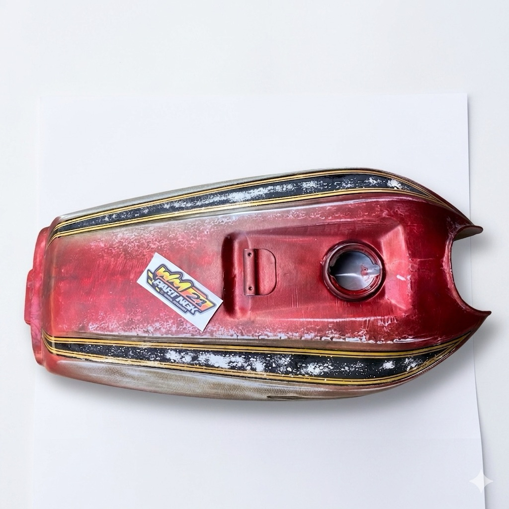 Tangki GL 100 Sakatech Ori - Cat Merah Bladus Original - Tangki Motor GL100 Presisi