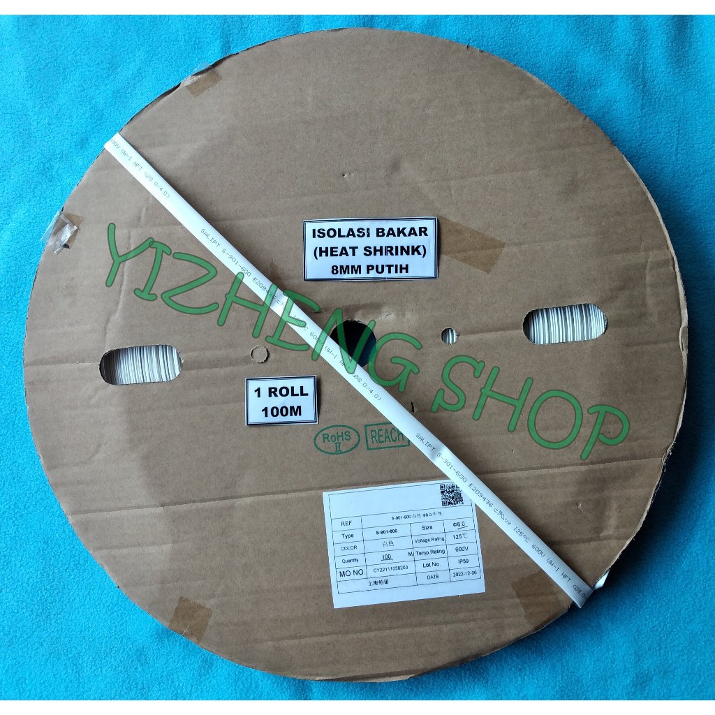 ISOLASI BAKAR (HEAT SHRINK) 8MM 1 ROLL (100M)