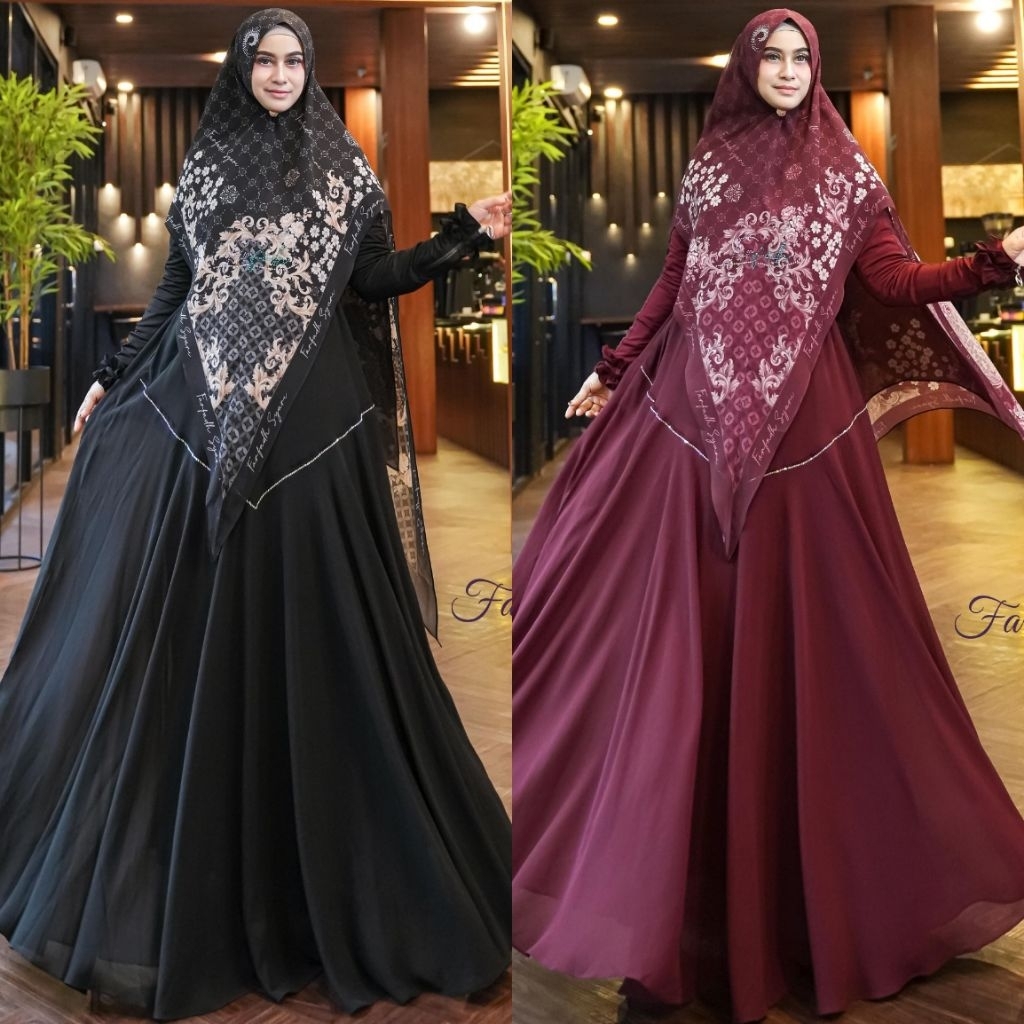 Fuji Series Syari Khimar Hitam Umroh Haji by Farfadh Rayhan Rayhanco