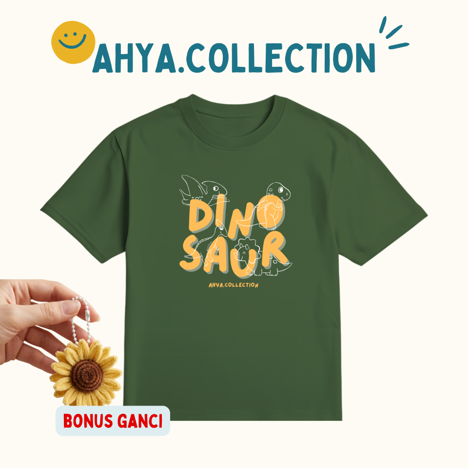 Ahya Collection Kaos Anak Laki Laki Perempuan Gambar Dinosaurus Lucu Dino | Baju Anak Cowok Cewek At