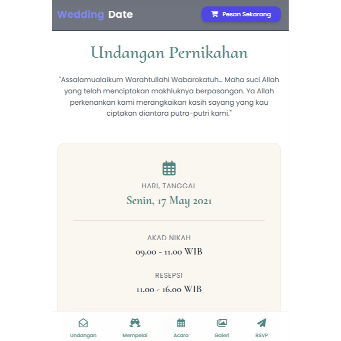 template fourth undangan digital versi web
