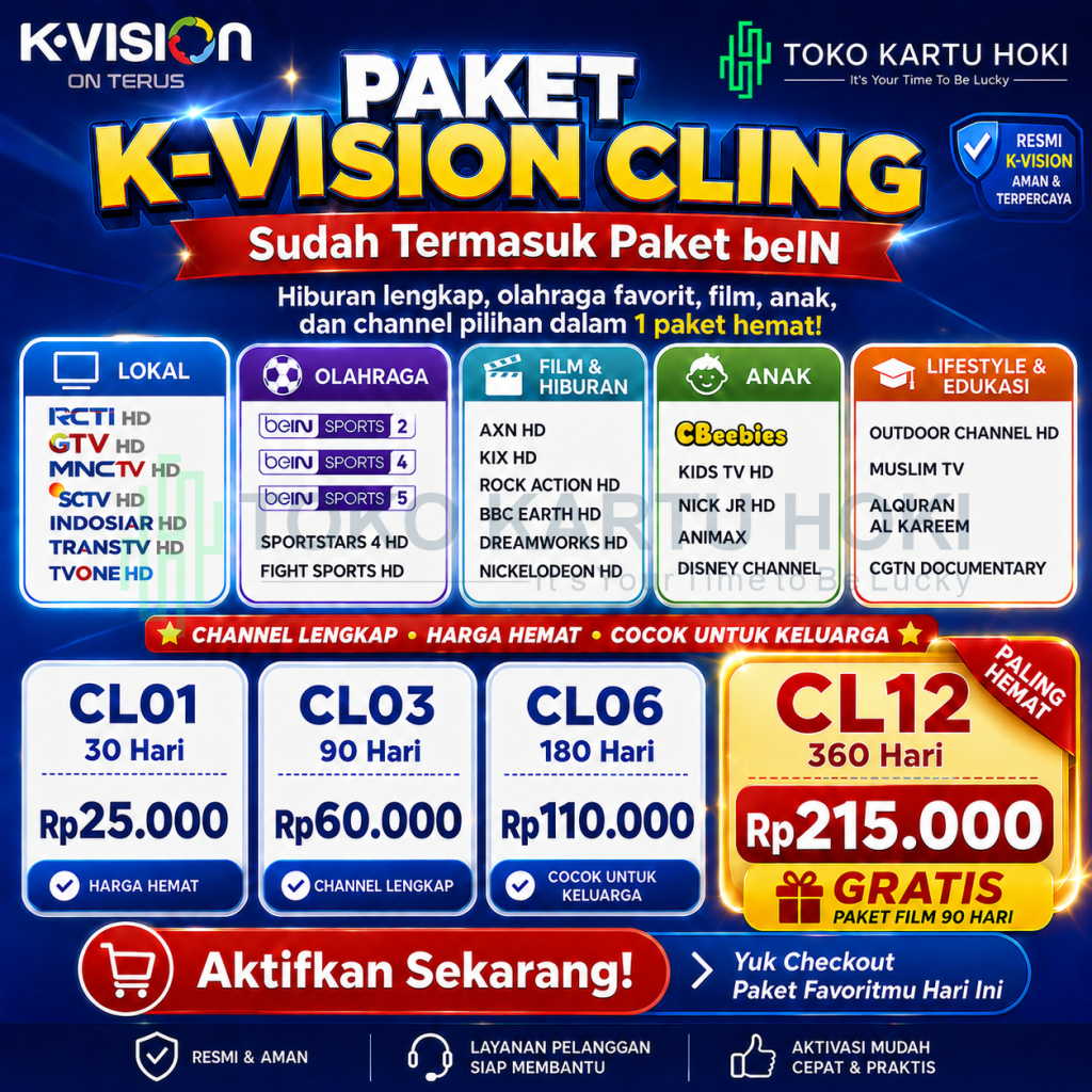 Paket TV K-Vision Cling Murah Lengkap Semua Channel
