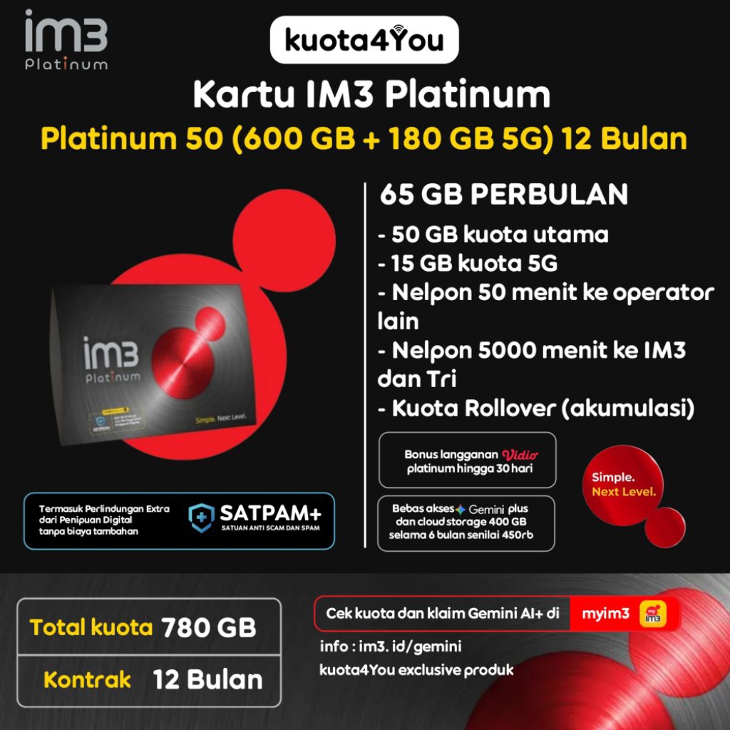 Fisik Indosat IM3 Platinum 50