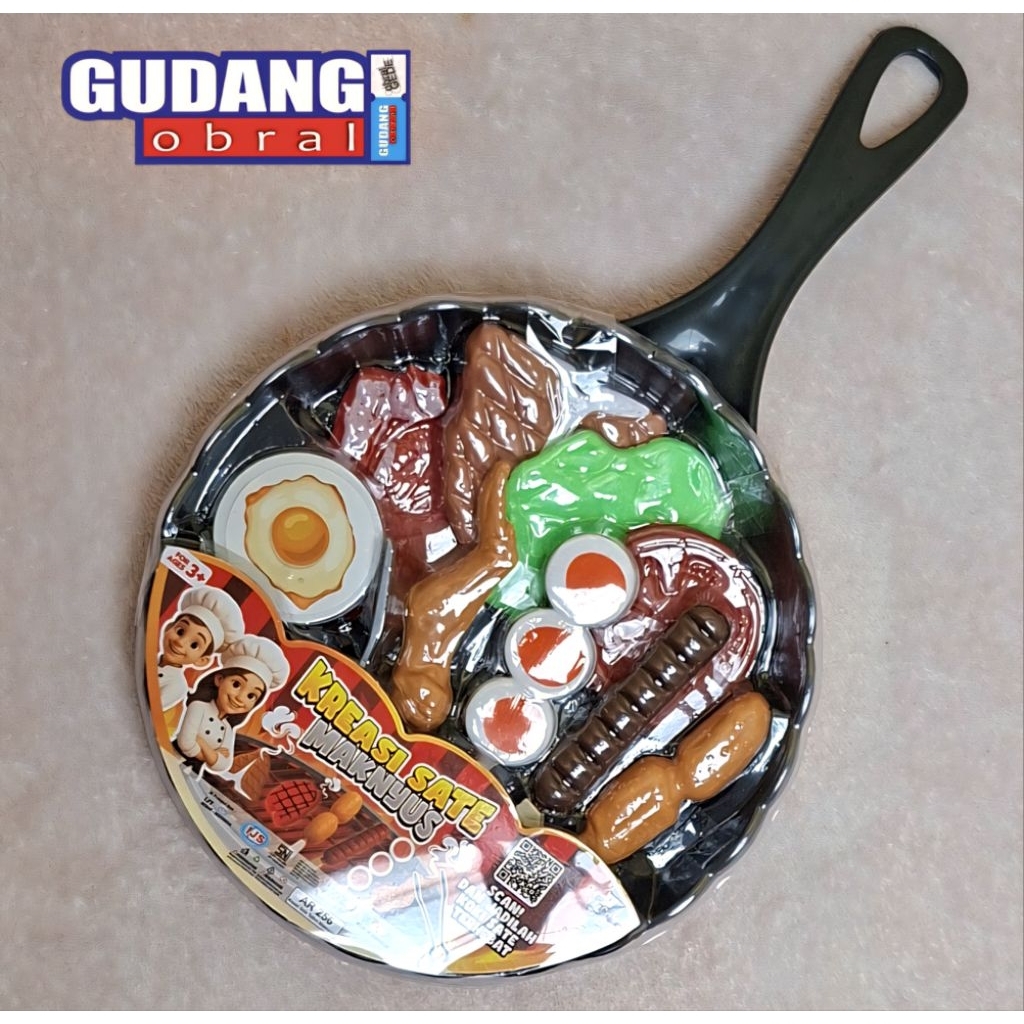 GO - Mainan anak teplon masak masakan dilengkapi dengan miniatur sate atau ayam goreng / masakan edu