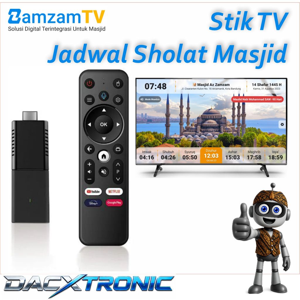 Kontroler Jam Sholat TV Digital untuk Masjid  Android – Jadwal 5 Waktu & Imsak, Suara Murottal/Adzan