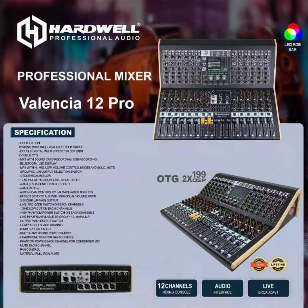 Mixer Hardwell Valencia 12 Pro Original Mixer 12 Channel Hardwell