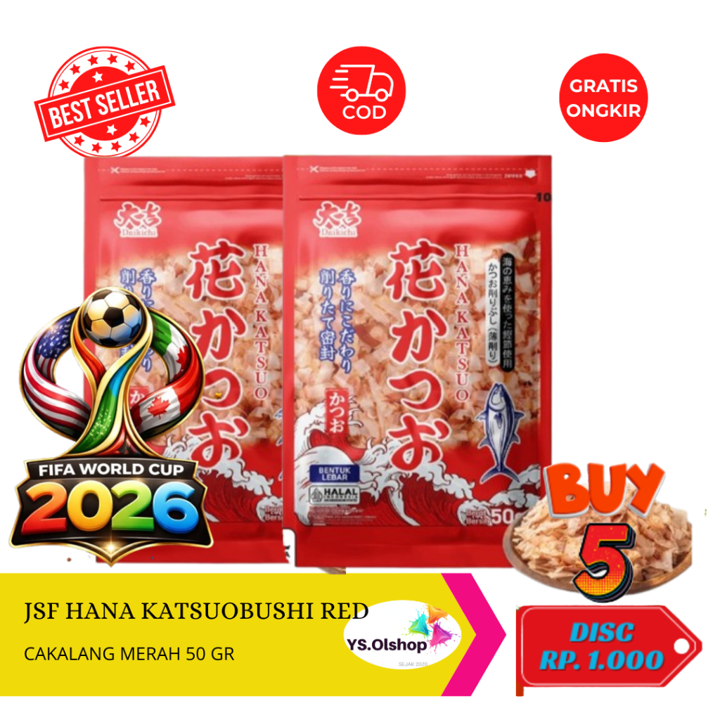 MERAH HALAL DAIKICHI HANA KATSUOBUSHI 50G / KATSUOBUSHI / IKAN CAKALANG / BONITO FLAKES / TABURAN