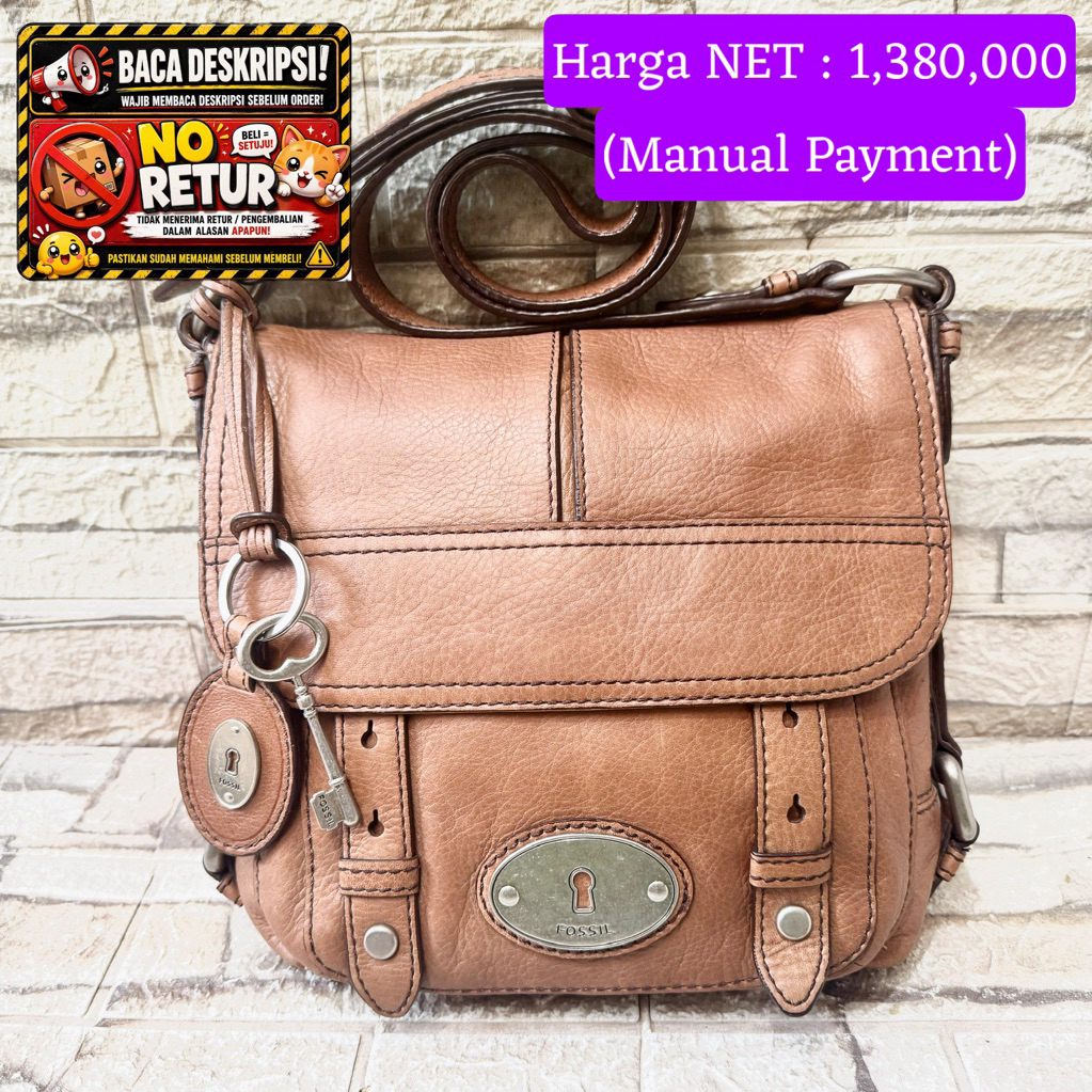 726# NET-Preloved Fossil Maddox Flap Crossbody Brown (key 7cm)