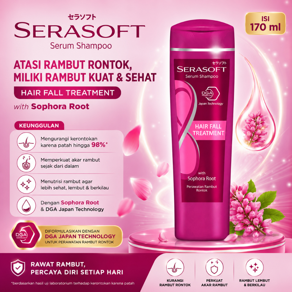Serasoft Serum Shampoo Perawatan Rambut Rontok 170 ml - Membantu Mengurangi Kerontokan & Menjaga Kes