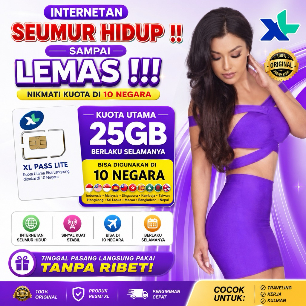 Kartu Perdana XL GO IZI 20GB 25GB Roaming 10 negara Asia Khusus Modem Wifi XL Go