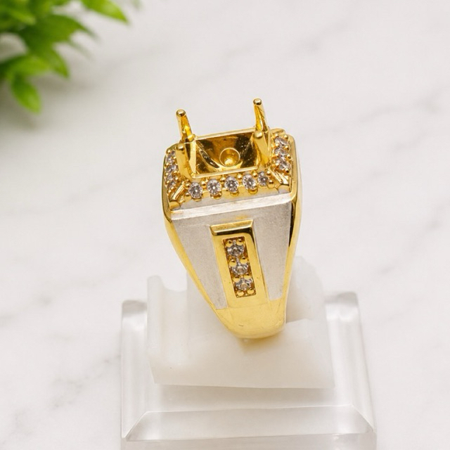 Ring/Emban Cincin Alpaka Kombinasi Doff 8x6