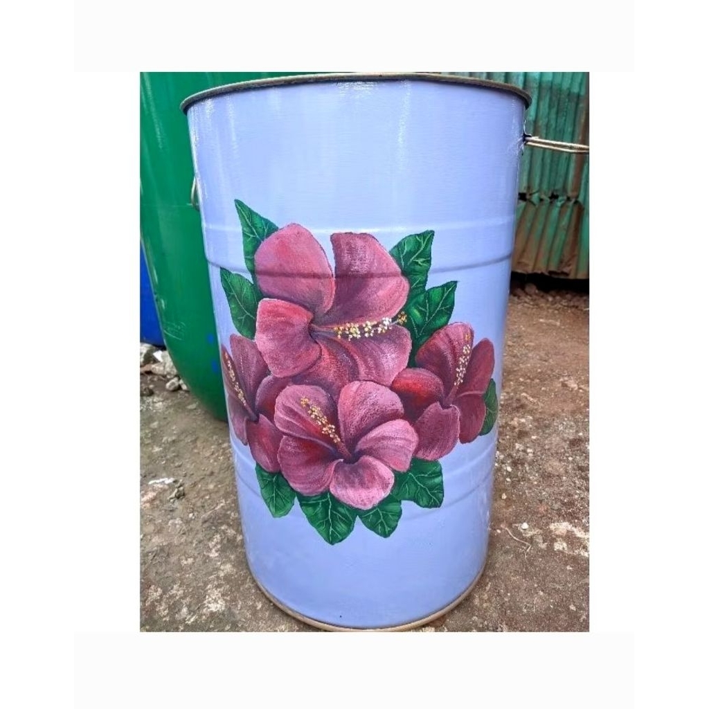 TONG SAMPAH BESI KAPASITAS 60 LITER / TONG SAMPAH MOTIF BUNGA / TONG SAMPAH BESI CANTIK / TONG SAMPA