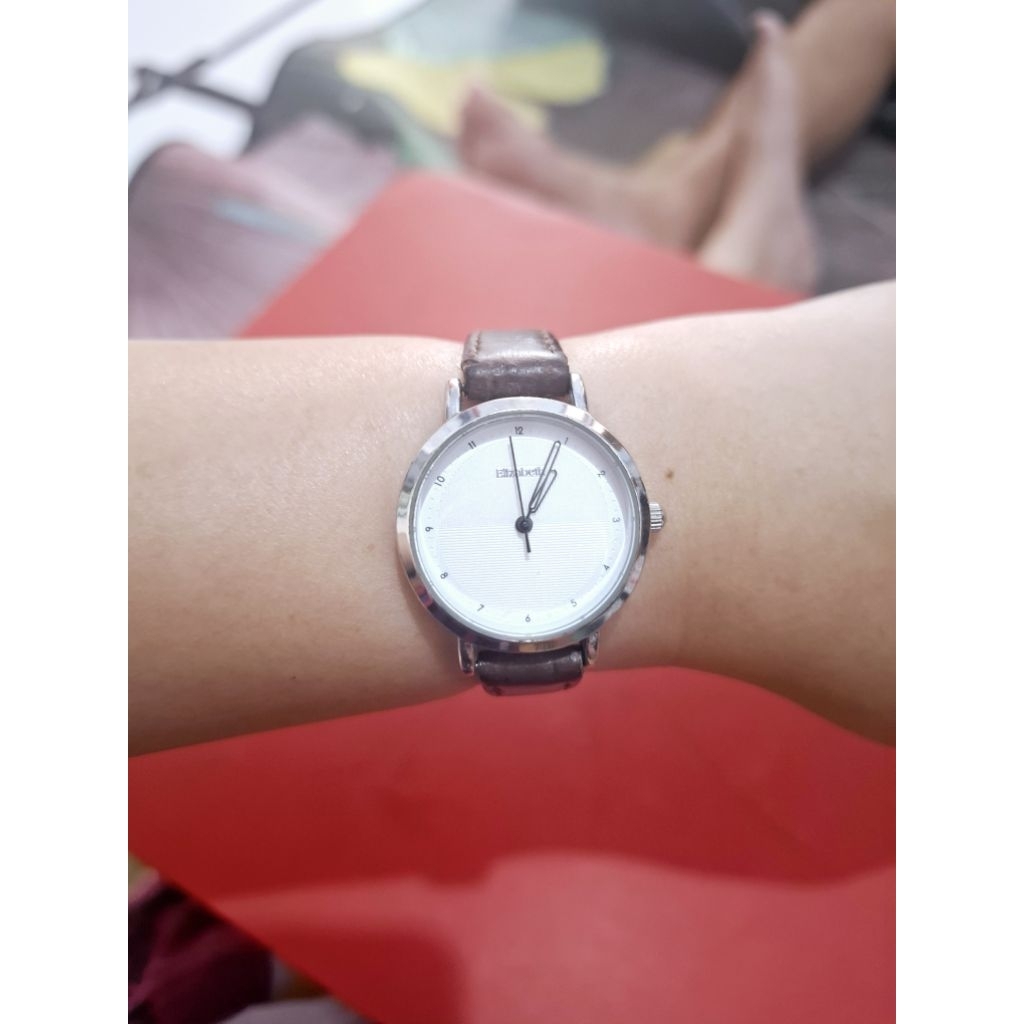 Preloved jam Tangan Elizabeth – Leather Strap 2200-0741 Brown - coklat