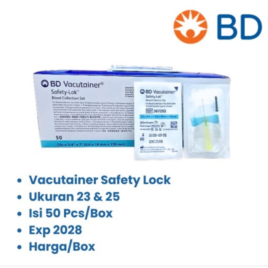 Wing Set BD vacutainer No 23, 25 Harga/Box