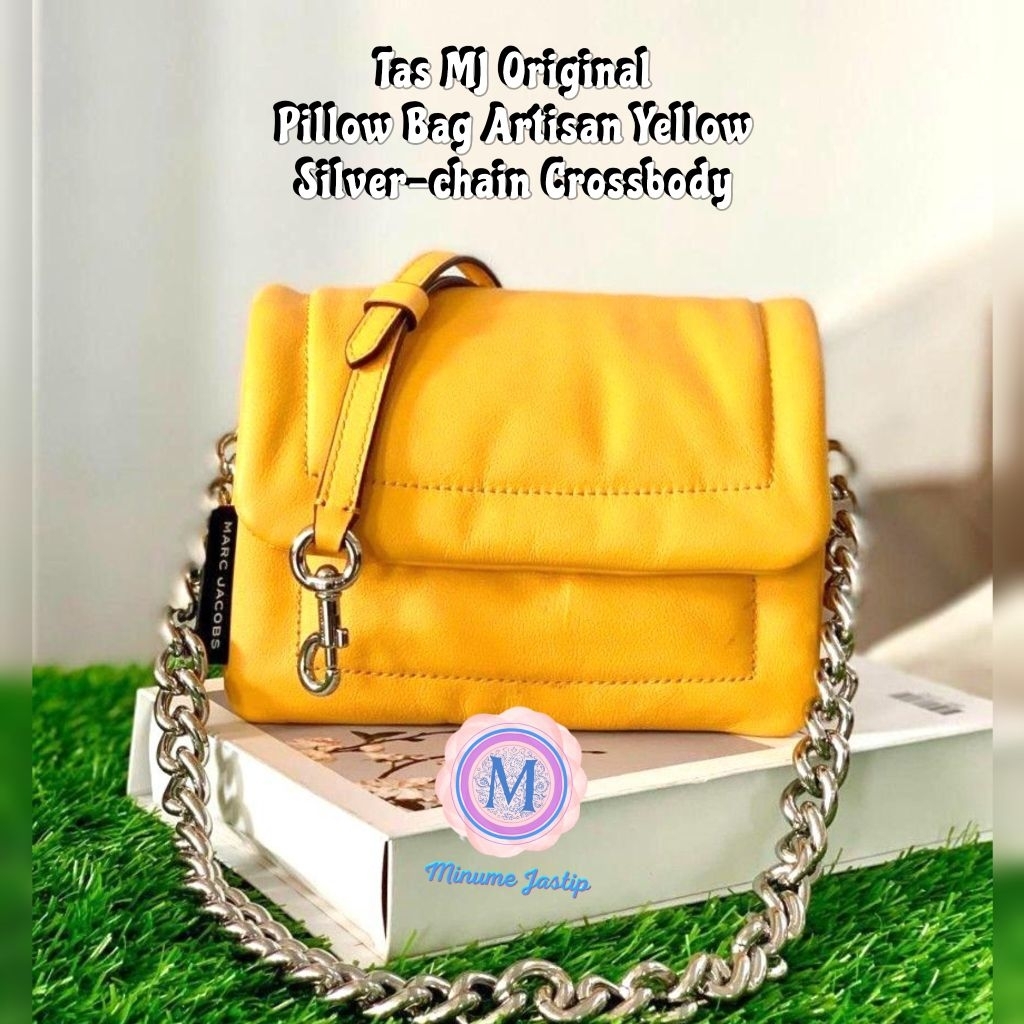Tas MJ Original Small Pillow Bag Artisan Yellow Silver-chain Crossbody