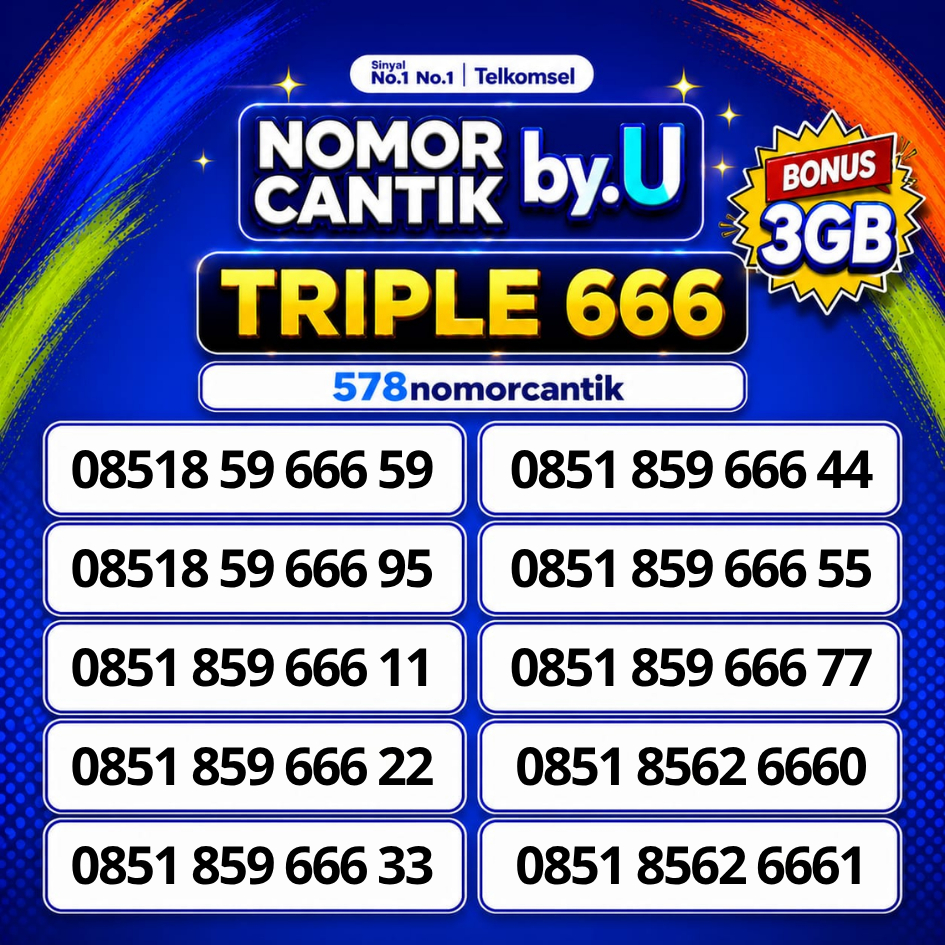 Nomor Cantik Telkomsel Spesial ByU Triple 666