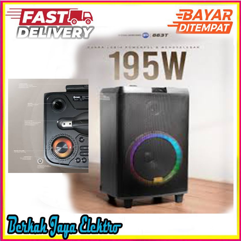 PROMO COD GMC Speaker 883T – Bluetooth Karaoke Speaker 15 Inch – 195W, LED Light, Gratis 2 Mic Wirel