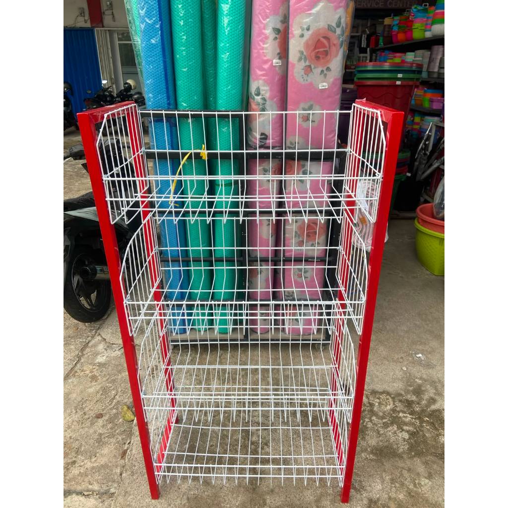 Rak Chiki Merah 4 Susun / Rak Display Snack / Rak Jajanan Toko / Rak Keripik Mini Market / Rak Promo