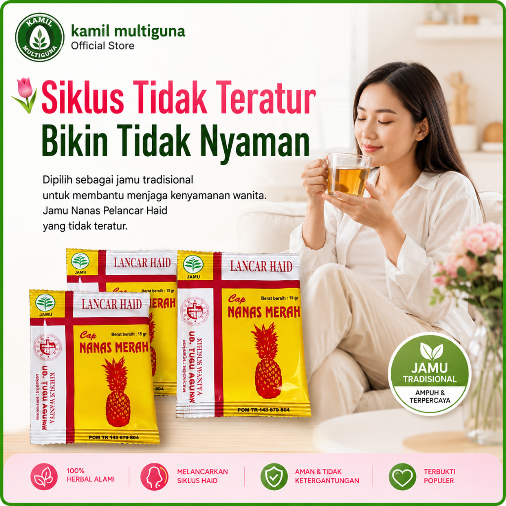 BPOM JAMU LANCAR HAID CAP NANAS MERAH ASLI ORIGINAL JAMU NANAS MERAH LANCAR HAID OBAT PELANCAR HAID