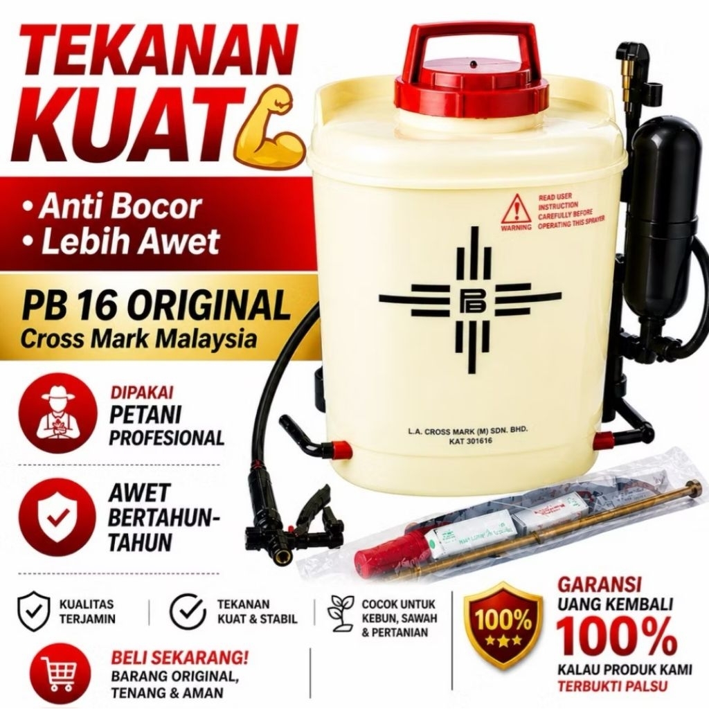 Sprayer Pertanian PB 16 Malaysia Kapasitas Air 16 Liter / Alat Penyemprotan Pertanian PB 16 Malaysia
