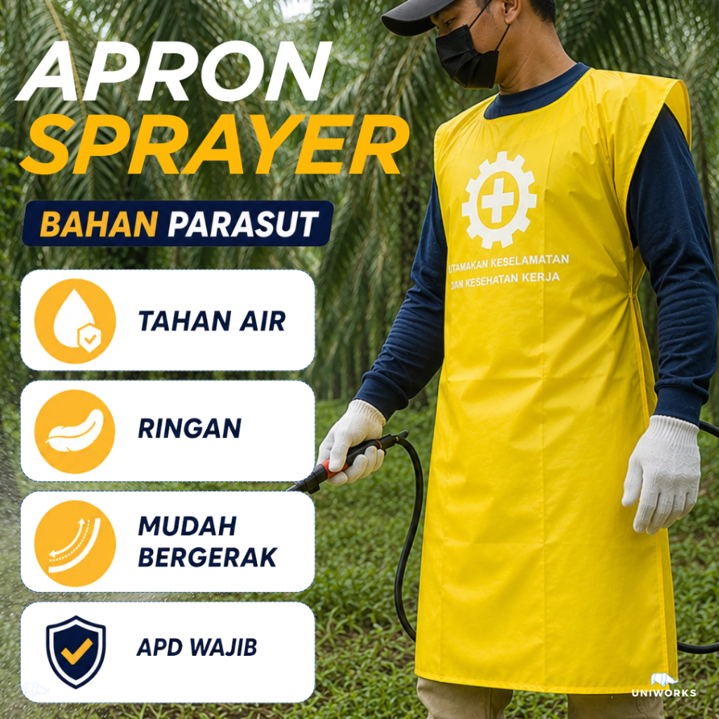 UNIWORKS Celemek Apron Semprot Parasut Anti Air Waterproof APD Sprayer Sawit Pertanian