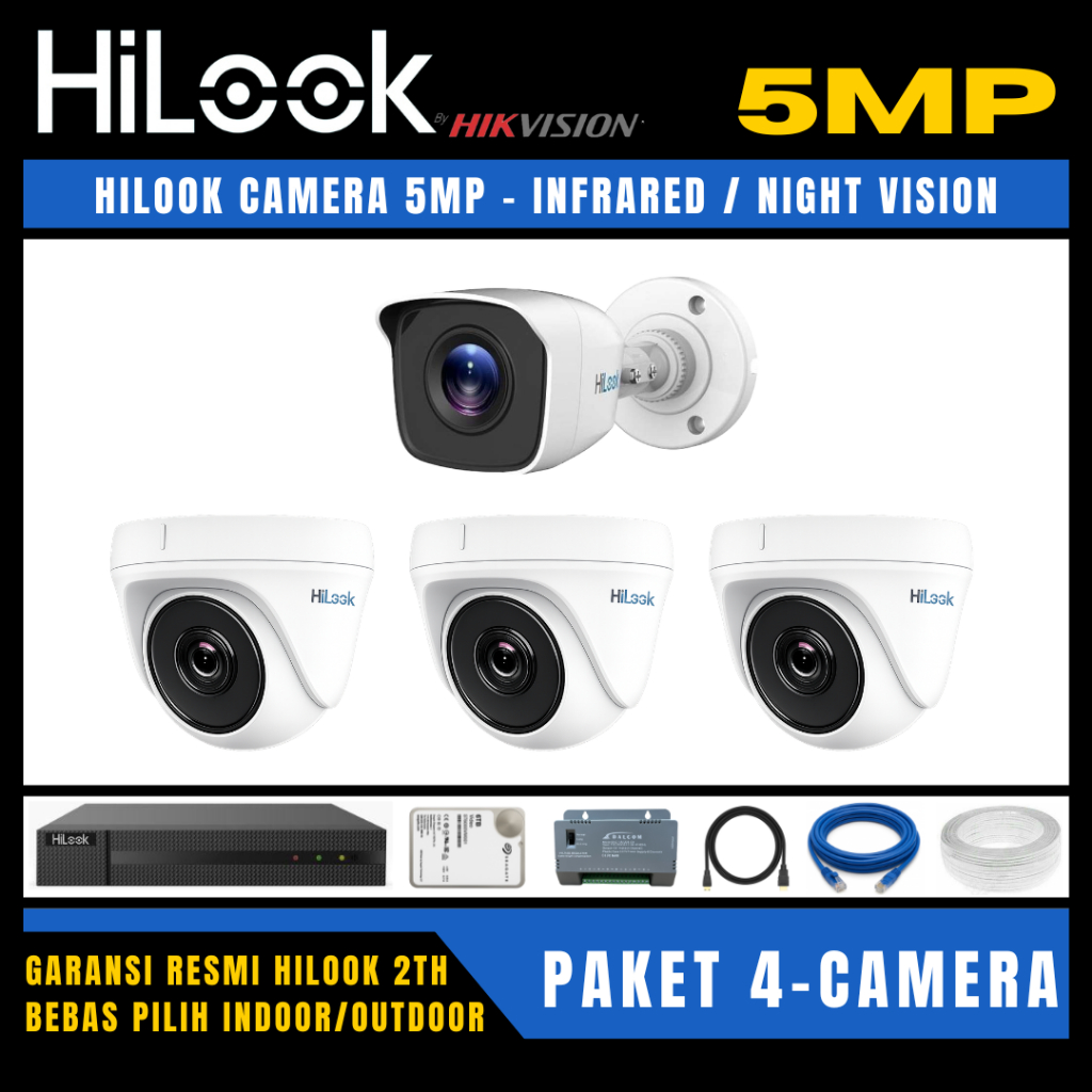 Paket CCTV Hilook 5MP 4 Channel 4 Kamera Camera CCTV