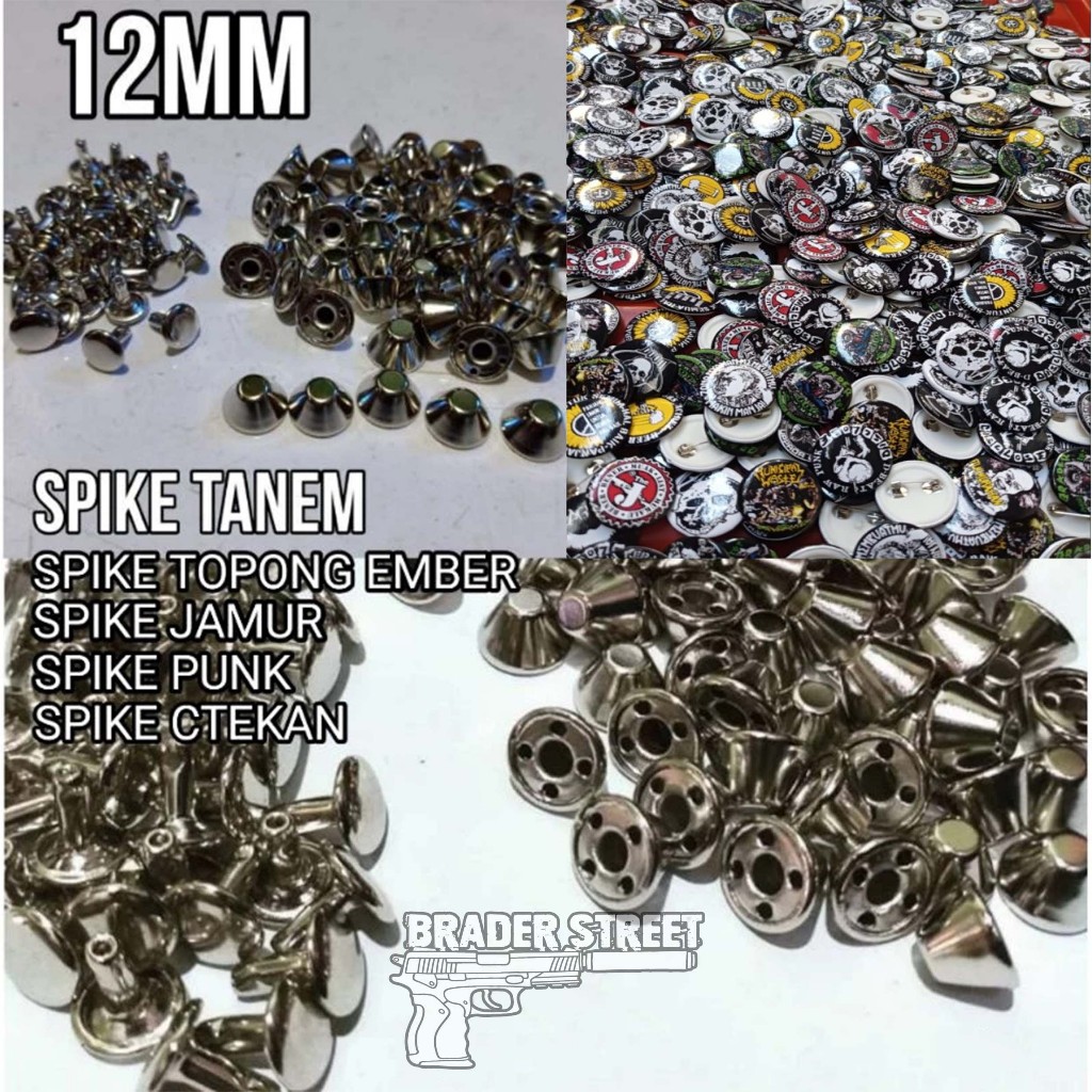 grosir assesoris jaket spike tanem anti karat bonus pin,spike topong ember isi 1000 butir,stund,paku