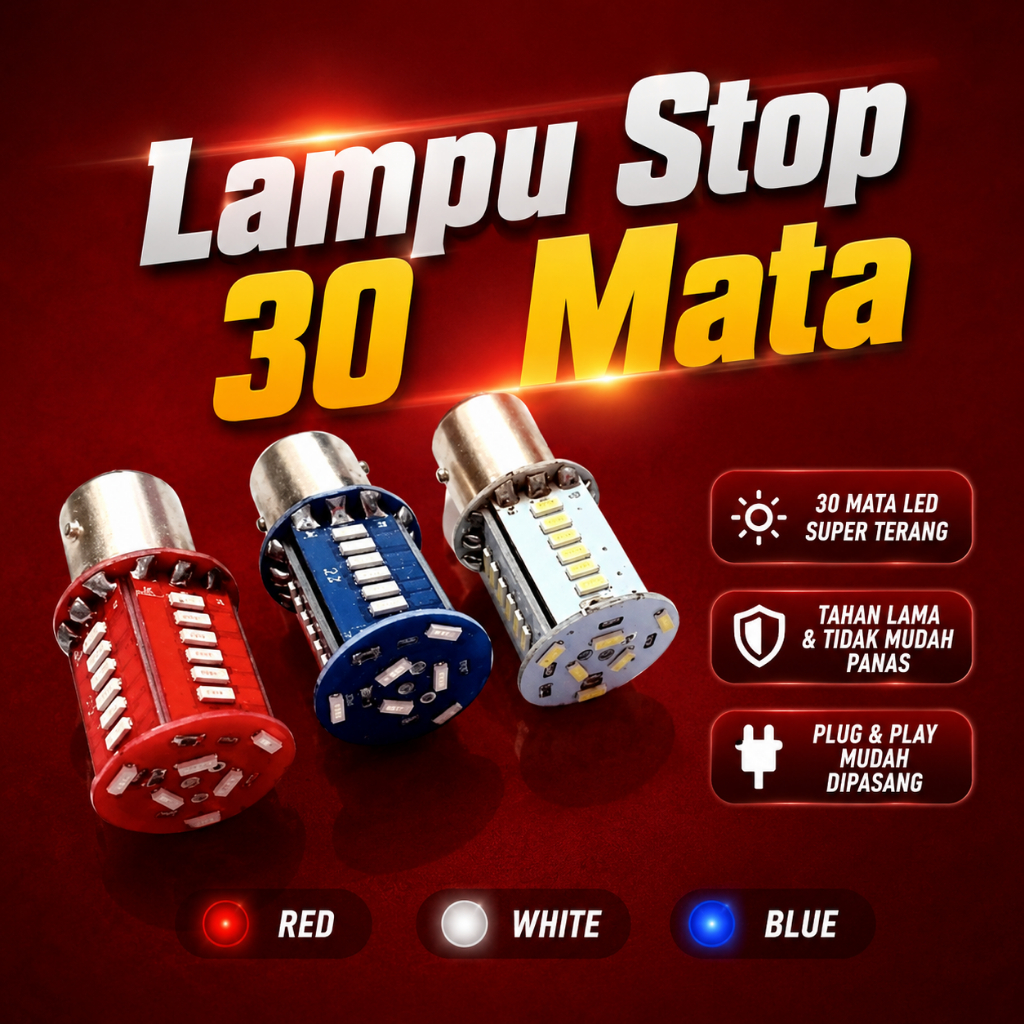 Lampu Stop Rem Kedip 30 LED Stoplamp Belakang LED Kedip 12v