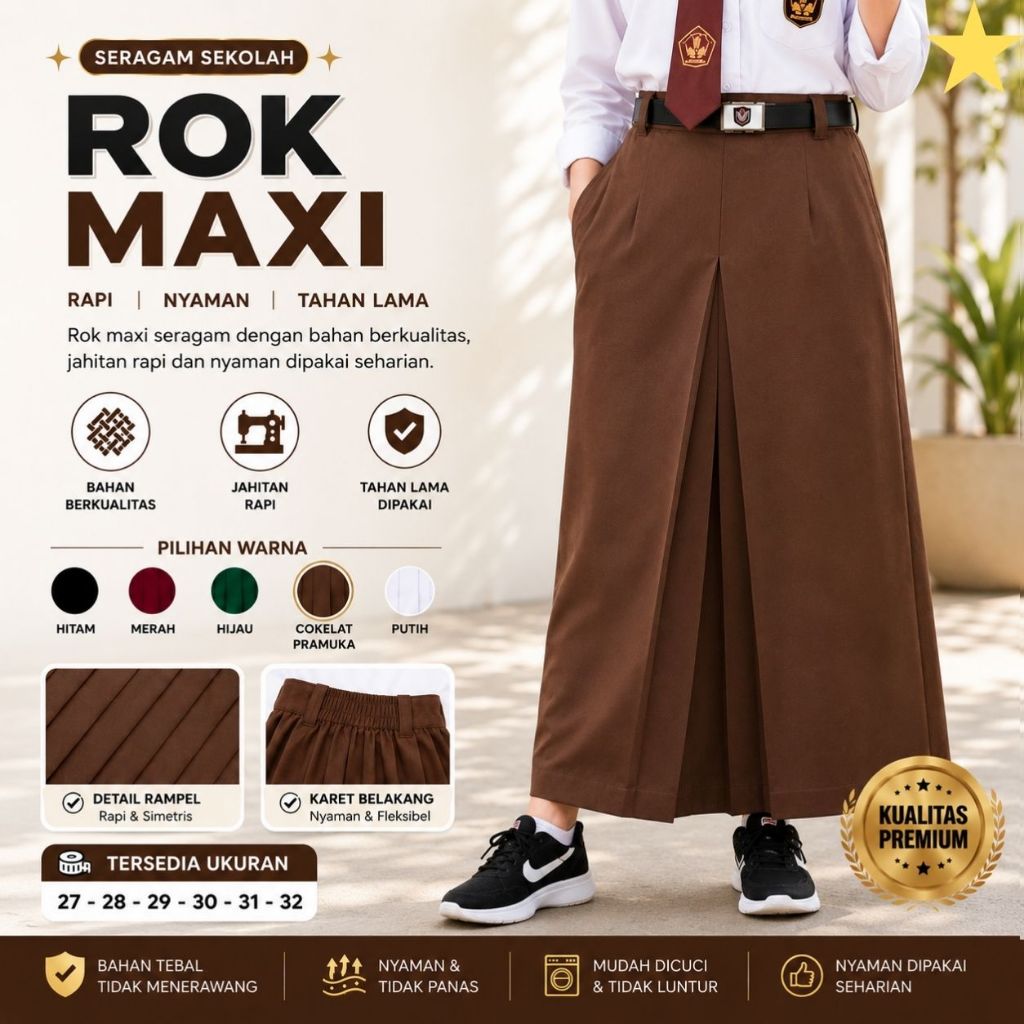Rok Sekolah SMP SMA Model Span Belah 1 Premium Jahitan Kuat Ready Semua Ukuran