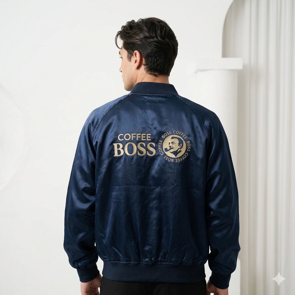 suntory coffee boss bomber satin jacket