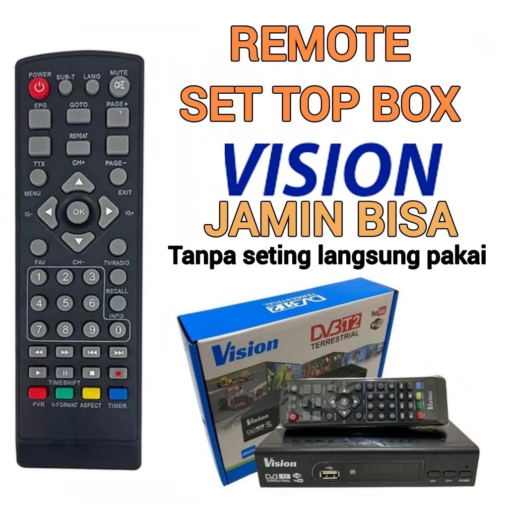 REMOTE SET TOP BOX VISION DI JAMIN PASTI LANGSUNG COCOK TANPA KODE