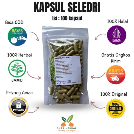Kapsul Seledri Herbal 100 Kapsul Asli Herbal